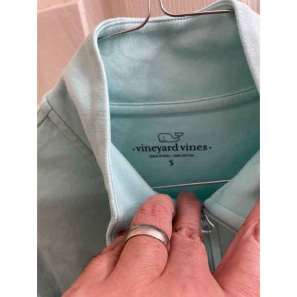 VINEYARD VINES Saltwater S Mens 1/4 Zip Blue Green Sweater 100% Cotton 1K0308 - Picture 7 of 8
